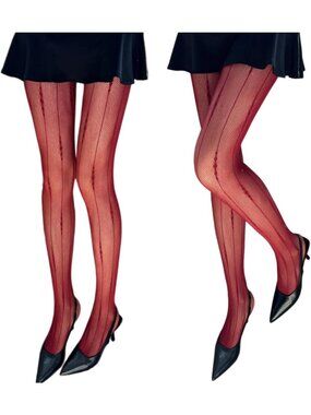 Plus Size Floral Fishnet Tights - Vertical Striped Highly Stretchable Lace